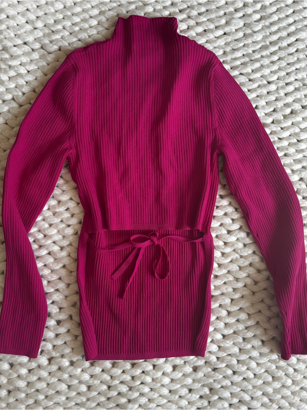 Babaton Ribbed Mock Neck Top - Fuchsia Pink - Picture 3 of 3